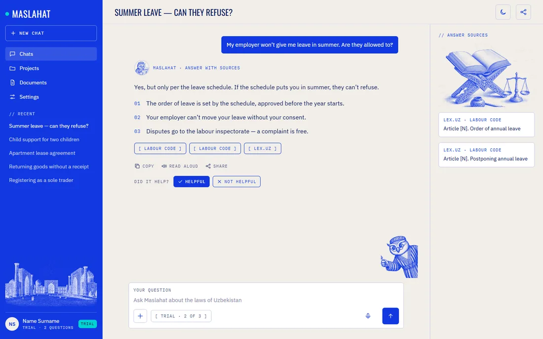 Maslahat chat: Answer