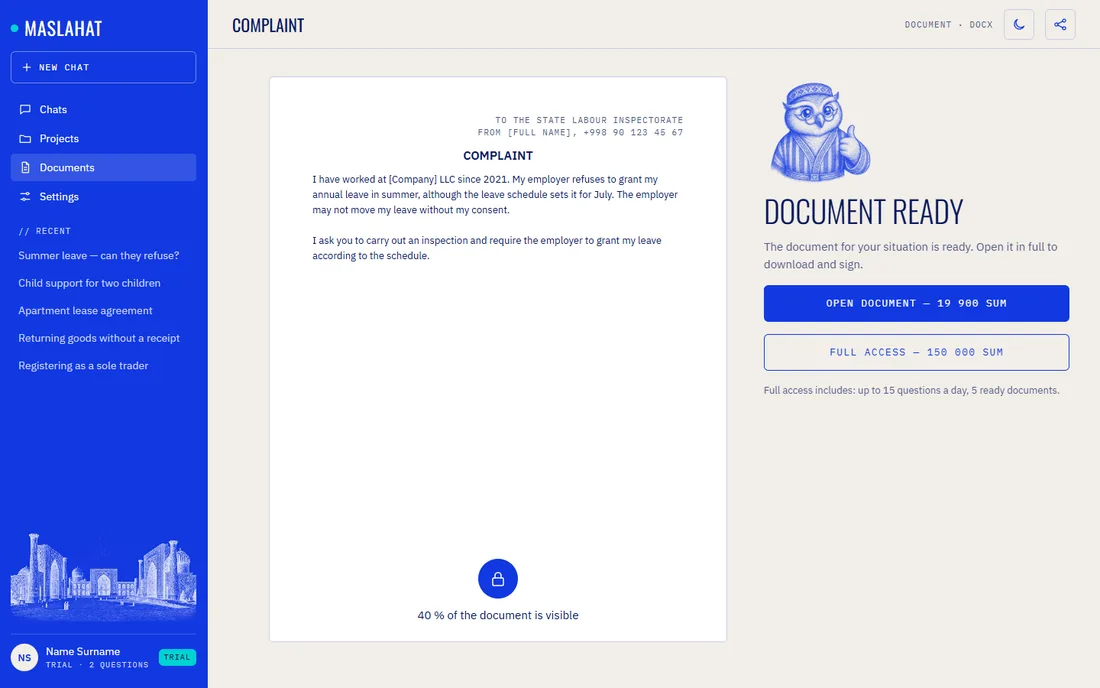 Maslahat chat: Document